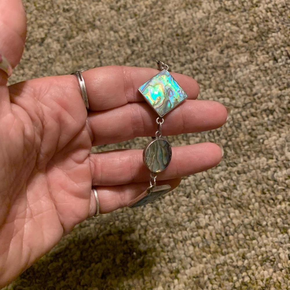 Beautiful abalone shell bracelet stamped